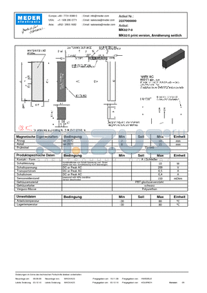 MK02-7-0_DE datasheet - (deutsch) MK Reed Sensor