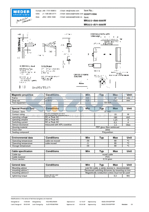 MK02/2-1A71-5000W datasheet - MK Reed Sensors