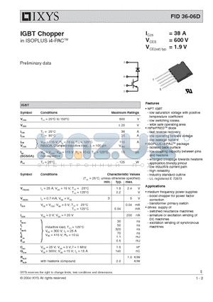 FID36-06D datasheet - IGBT Chopper in ISOPLUS i4-PACTM