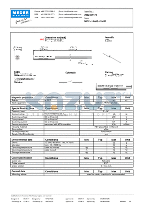 MK03-1A46B-1700W datasheet - MK Reed Sensor
