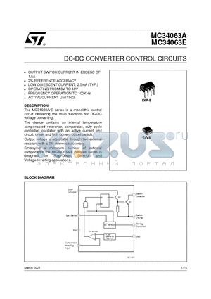 MC34063 datasheet - DC-DC CONVERTER CONTROL CIRCUITS