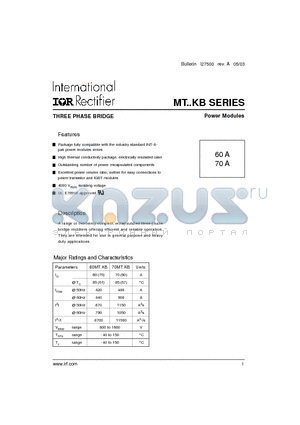 70MT100KB datasheet - THREE PHASE BRIDGE