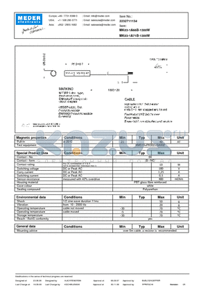 MK03-1A66B-1300W datasheet - MK Reed Sensor