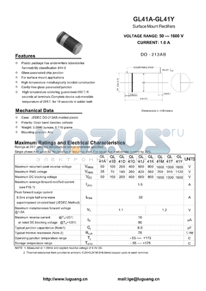 GL41A datasheet - Surface Mount Rectifiers
