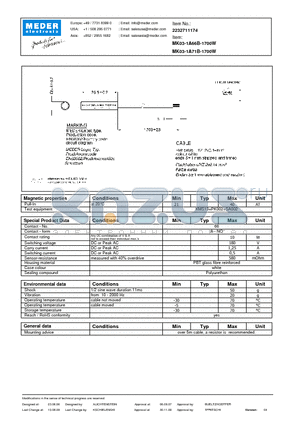 MK03-1A66B-1700W datasheet - MK Reed Sensor