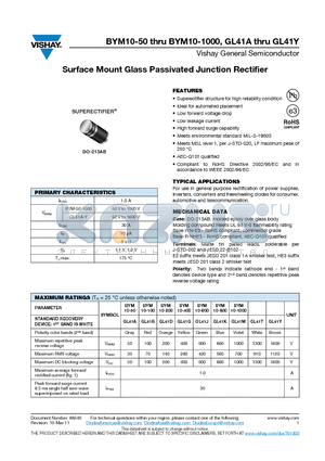 GL41D datasheet - Surface Mount Glass Passivated Junction Rectifier