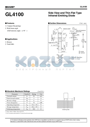 GL4100 datasheet - Side View and Thin Flat Type Infrared Emitting Diode