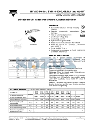 GL41J-E3/96 datasheet - Surface Mount Glass Passivated Junction Rectifier