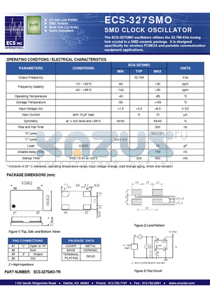 ECS-327SMO-TR datasheet - SMD CLOCK OSCILLATOR