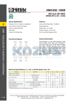 HMC432_10 datasheet - SMT GaAs HBT MMIC DIVIDE-BY-2, DC - 8 GHz