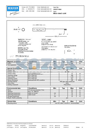 MK03-1A66C-125W datasheet - MK Reed Sensor