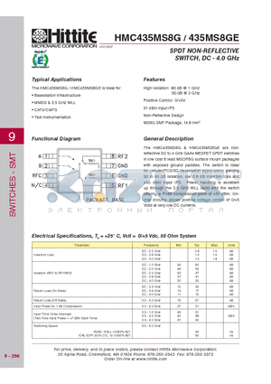 HMC435MS8G_07 datasheet - SPDT NON-REFLECTIVE SWITCH, DC - 4.0 GHz
