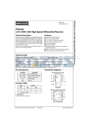 FIN1028K8X datasheet - 3.3V LVDS 2-Bit High Speed Differential Receiver