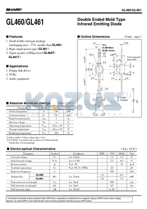 GL460 datasheet - Double Ended Mold Type Infrared Emitting Diode