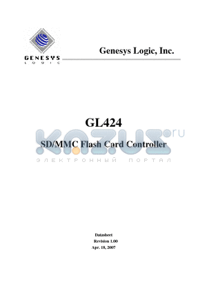 GL424-PMGXX datasheet - SD/MMC Flash Card Controller