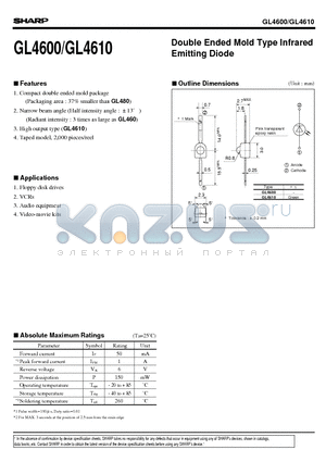 GL4600 datasheet - Double Ended Mold Type Infrared Emitting Diode