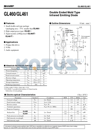 GL461 datasheet - Double Ended Mold Type Infrared Emitting Diode