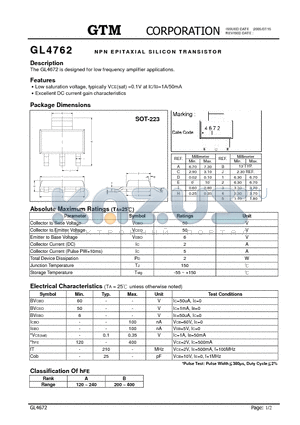 GL4672 datasheet - NPN EPITAXIAL SILICON TRANSISTOR