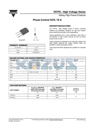 70TPS12 datasheet - Phase Control SCR, 70 A
