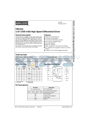 FIN1031MTC datasheet - 3.3V LVDS 4-Bit High Speed Differential Driver