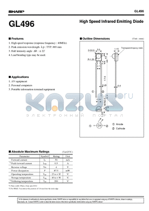 GL496 datasheet - High Speed Infrared Emitting Diode