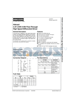 FIN1047MTC datasheet - 3.3V LVDS 4-Bit Flow-Through