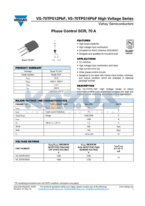 70TPS16 datasheet - Phase Control SCR, 70 A