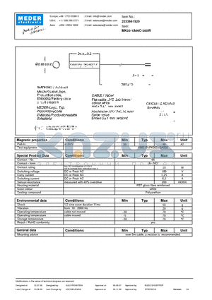 MK03-1A66C-300W datasheet - MK Reed Sensors