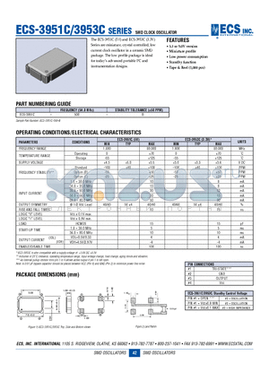 ECS-3951C datasheet - SMD CLOCK OSCILLATOR