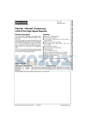 FIN1108 datasheet - LVDS 8 Port High Speed Repeater