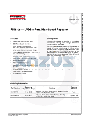 FIN1108MTD datasheet - LVDS 8-Port, High-Speed Repeater