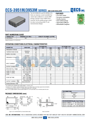 ECS-3951M-500-B datasheet - SMD CLOCK OSCILLATOR