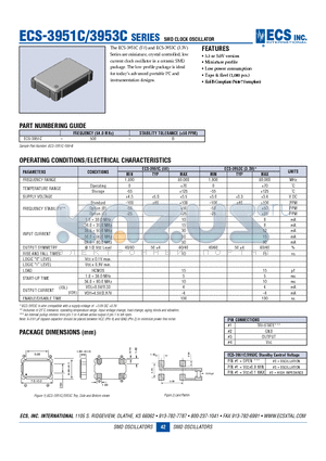 ECS-3951C datasheet - SMD CLOCK OSCILLATOR