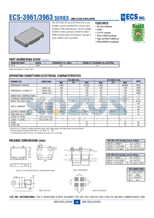 ECS-3961 datasheet - SMD CLOCK OSCILLATOR