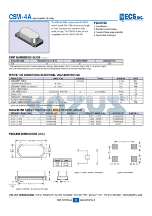 ECS-40-20-28A datasheet - SMD QUARTZ CRYSTAL