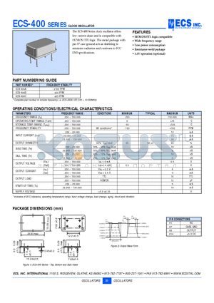 ECS-400 datasheet - CLOCK OSCILLATOR