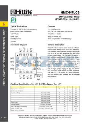 HMC447LC3_09 datasheet - SMT GaAs HBT MMIC DIVIDE-BY-4, 10 - 26 GHz