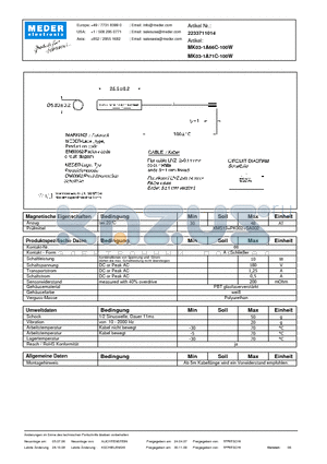 MK03-1A71C-100W_DE datasheet - (deutsch) MK Reed Sensor