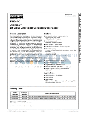 FIN24AC datasheet - USerDesTM 22-Bit Bi-Directional Serializer/Deserializer
