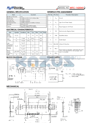 MTC-16204X datasheet - MODULE