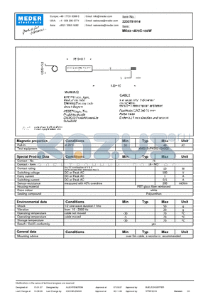 MK03-1A75C-150W datasheet - MK Reed Sensor