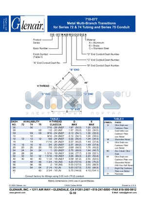 710-077T datasheet - Metal Multi-Branch Transitions