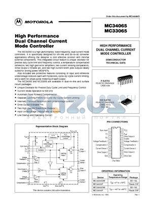 MC34065DW datasheet - HIGH PERFORMANCE DUAL CHANNEL CURRENT MODE CONTROLLER