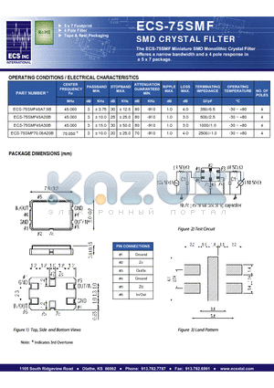 ECS-75SMF45A20B datasheet - SMD CRYSTAL FILTER