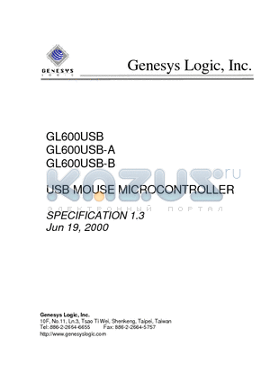 GL600USB-B datasheet - USB MOUSE MICROCONTROLLER