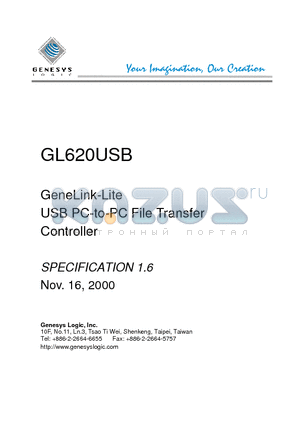 GL620USB datasheet - GeneLink-Lite USB PC-to-PC File Transfer Controller