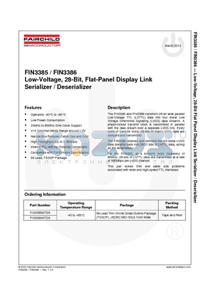 FIN3385MTDX datasheet - Low-Voltage, 28-Bit, Flat-Panel Display Link Serializer / Deserializer