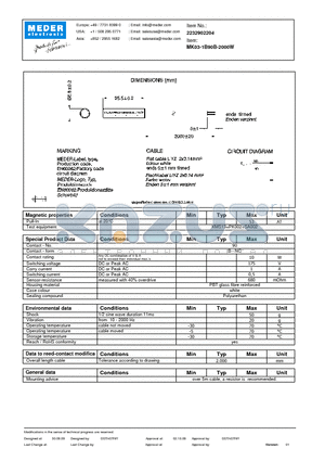 MK03-1B90B-2000W datasheet - MK Reed Sensor