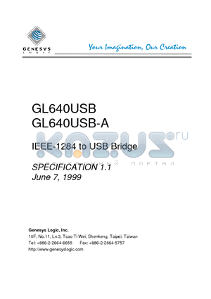 GL640 datasheet - IEEE-1284 to USB Bridge