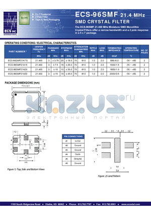 ECS-96SMF21A20 datasheet - SMD CRYSTAL FILTER